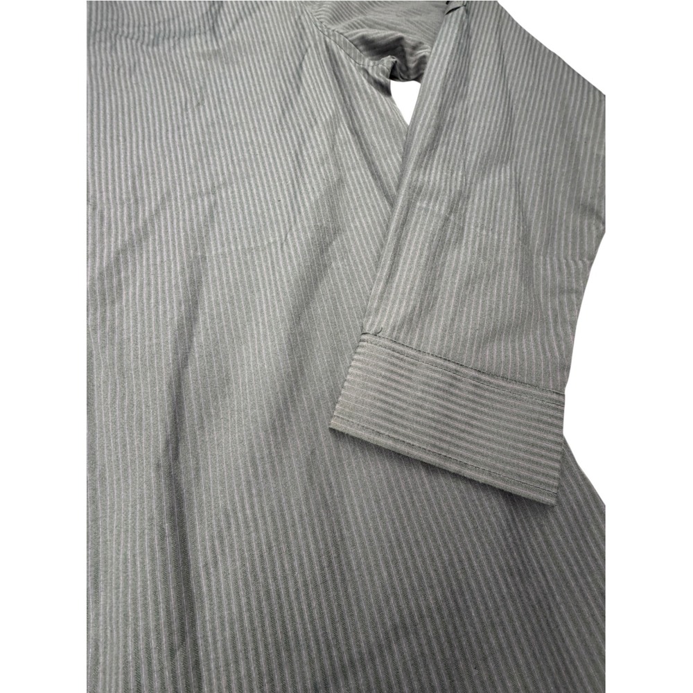 No Retreat Men's Large Black Purple Pinstripe Long Sleeve Button Up Shirt - Picture 9 of 13
